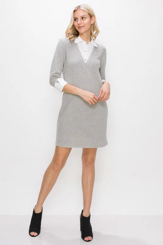 Heather Grey Cozy Rib 2 Fer Dress