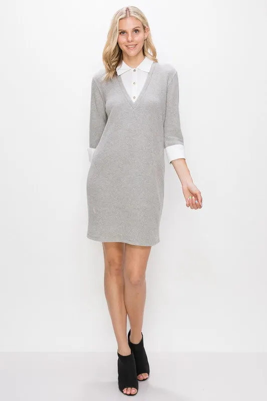 Heather Grey Cozy Rib 2 Fer Dress