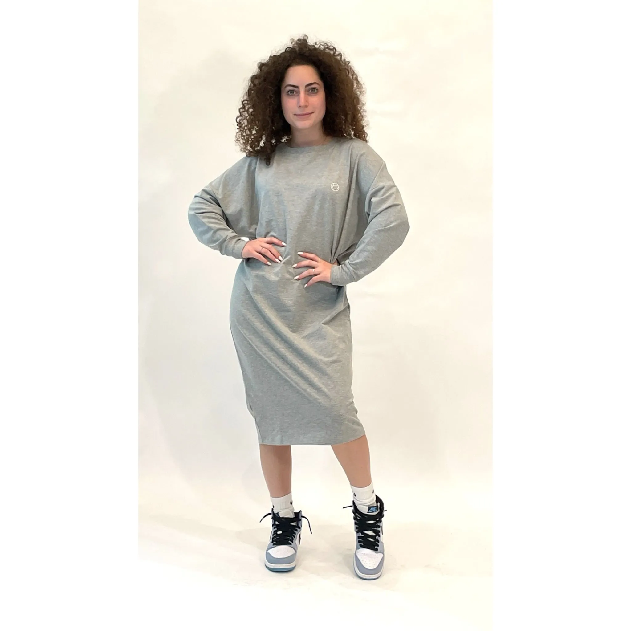 Heather Grey Logo Sweatshirt Dress by Mikah