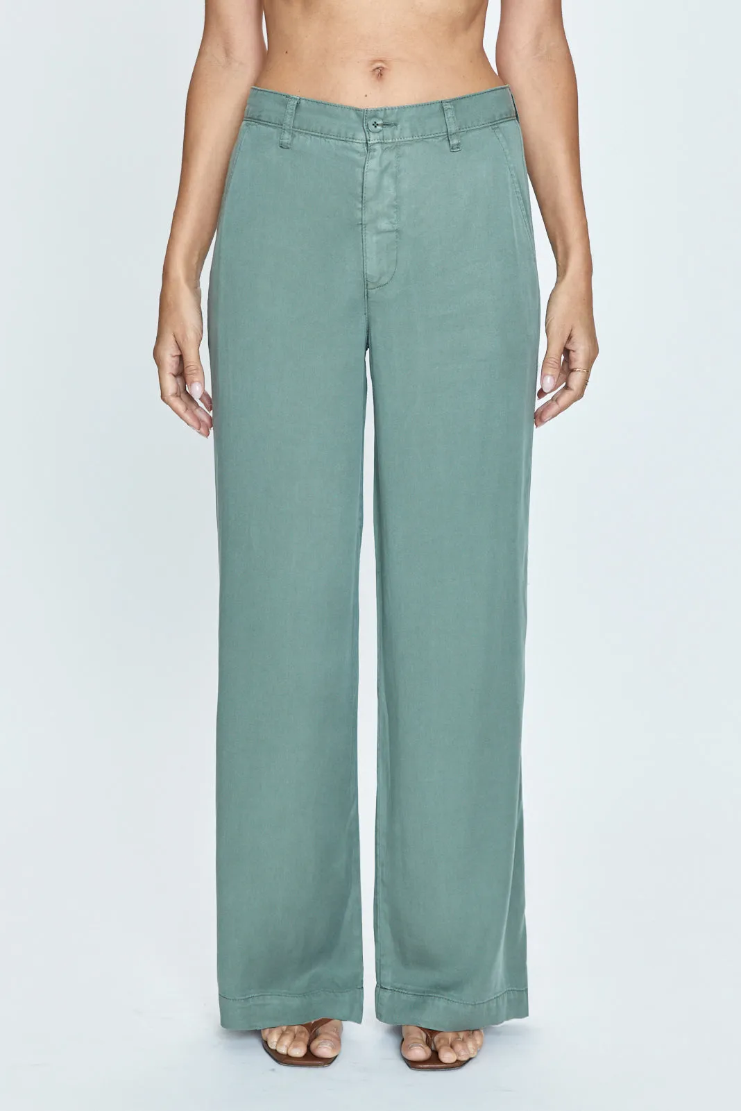 Jadyn Low Slung Palazzo Pants - Olivine