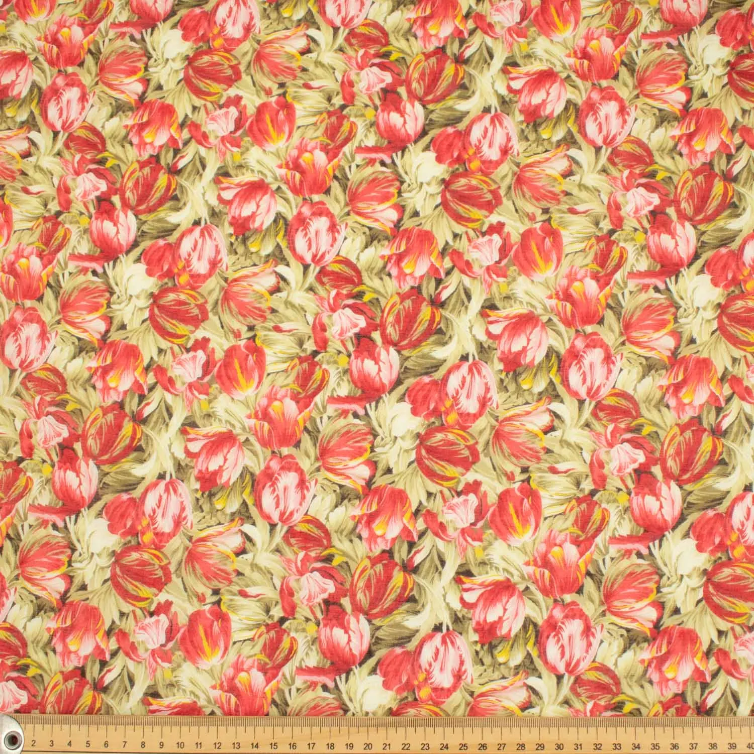 Japanese Pure Cotton Lawn Prints Design-166 Red & Beige Tulip