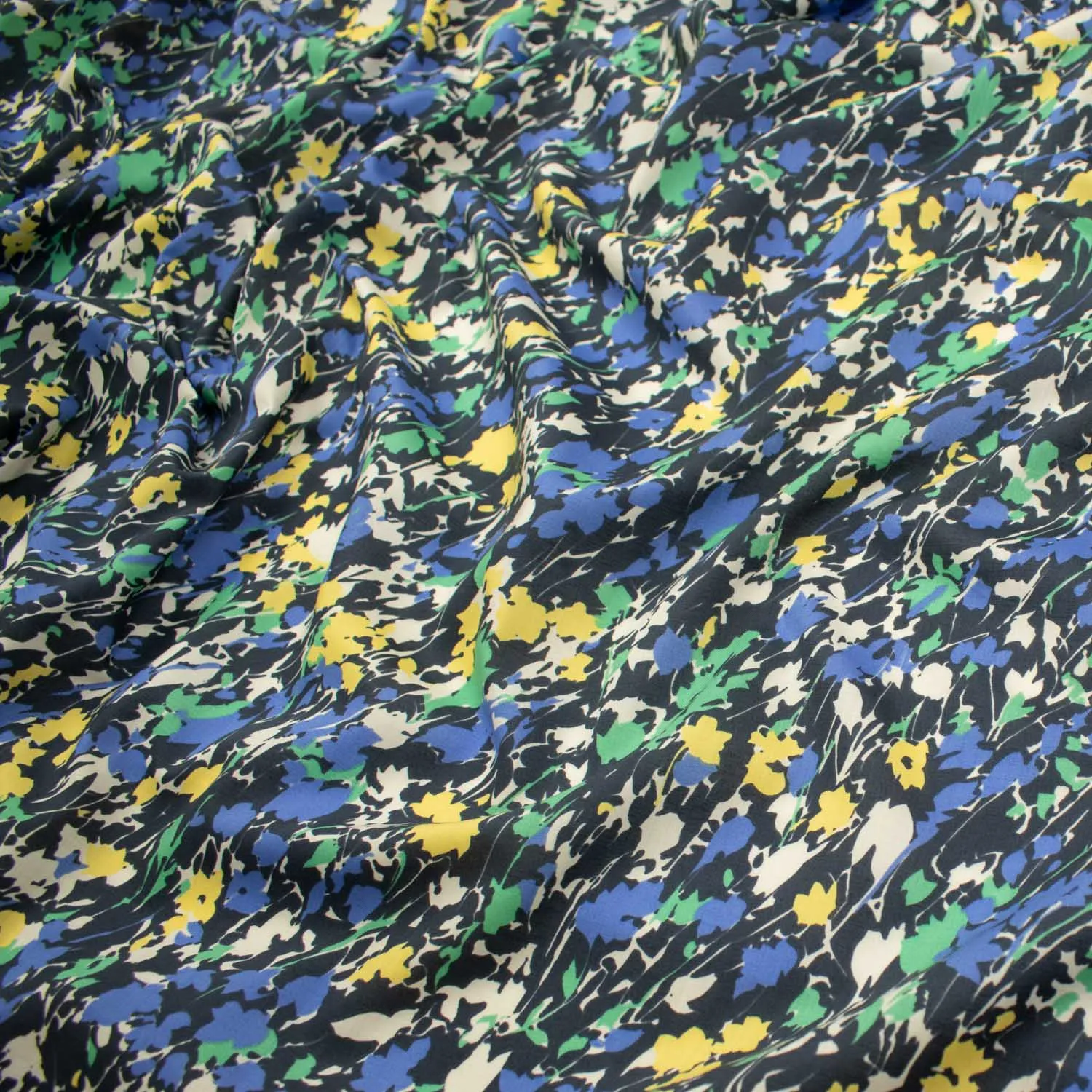 Japanese Pure Cotton Lawn Prints Design-191 Abstract Multicolour Florals on Navy