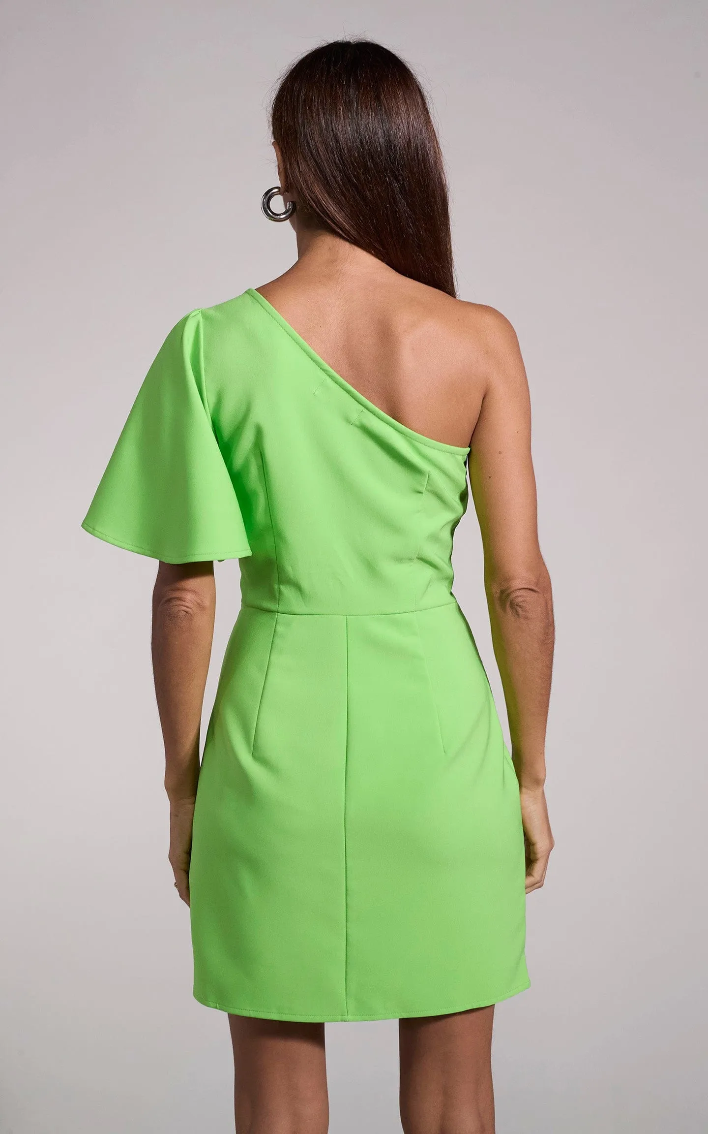 Joy One Shoulder Mini Dress in Apple Green