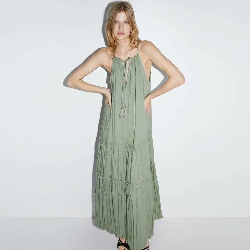 JuliaFashion - 2024 Sexy Loose Strap Maxi Boho Dress