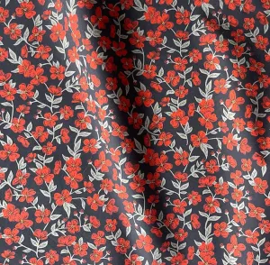 Liberty of London Dogwood Blossom Red Cotton Poplin (Made in Italy)