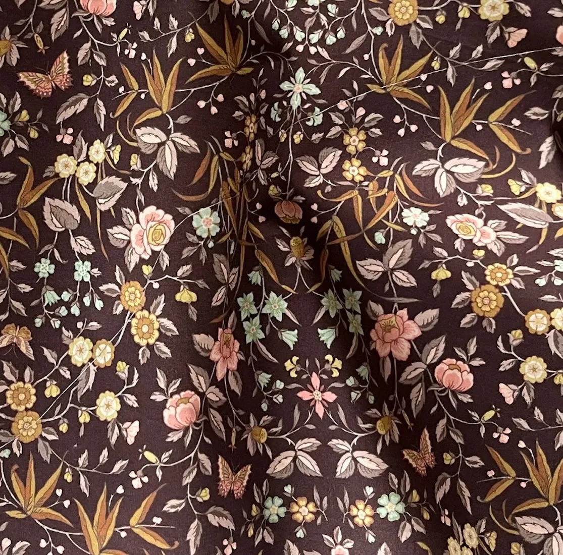 Liberty of London Tapestry Chocolate Cotton Poplin (Made in Italy)