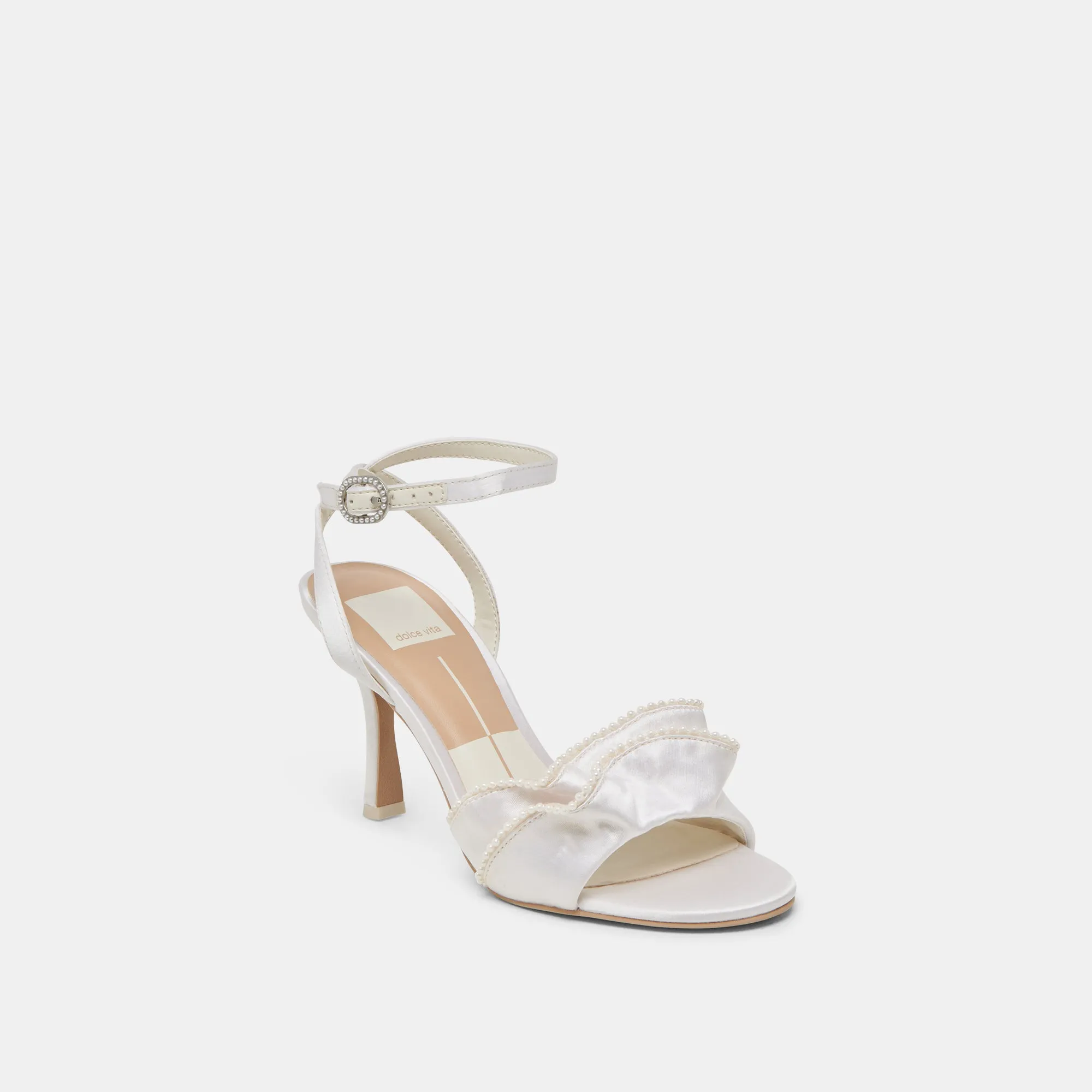 LUNETE PEARL HEELS VANILLA SATIN