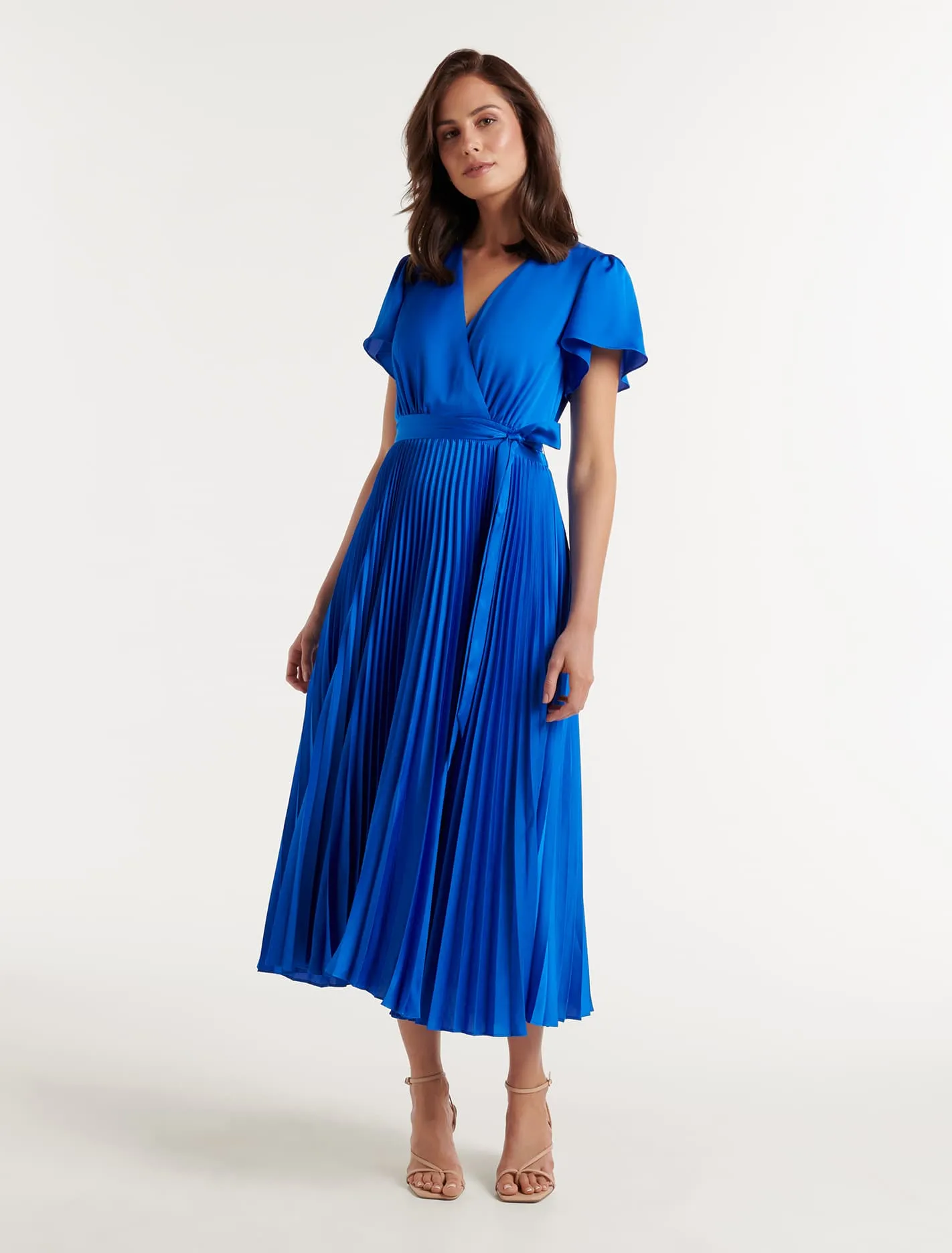 Maura Short Sleeve Pleated Midi Dress