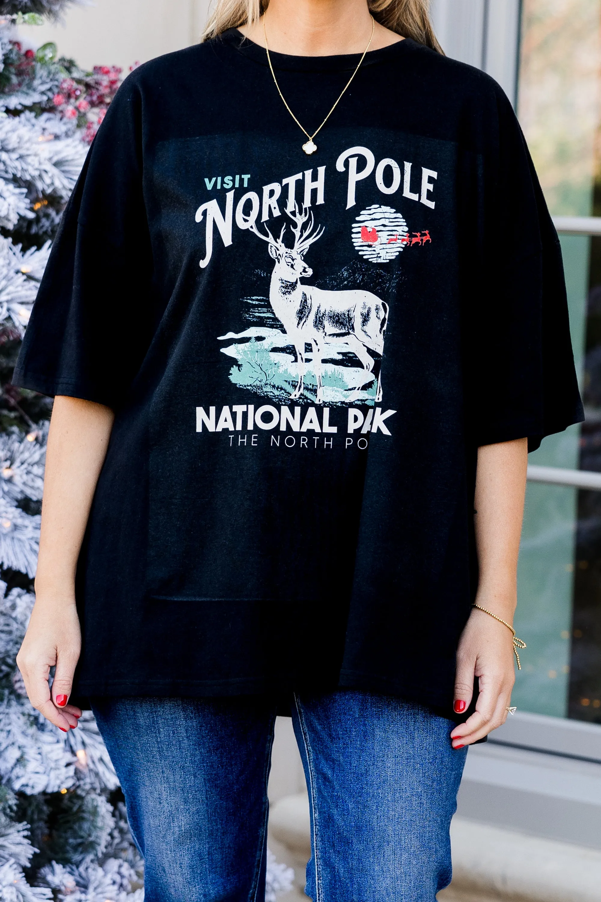 North Pole National Park Boyfriend Tee, Black