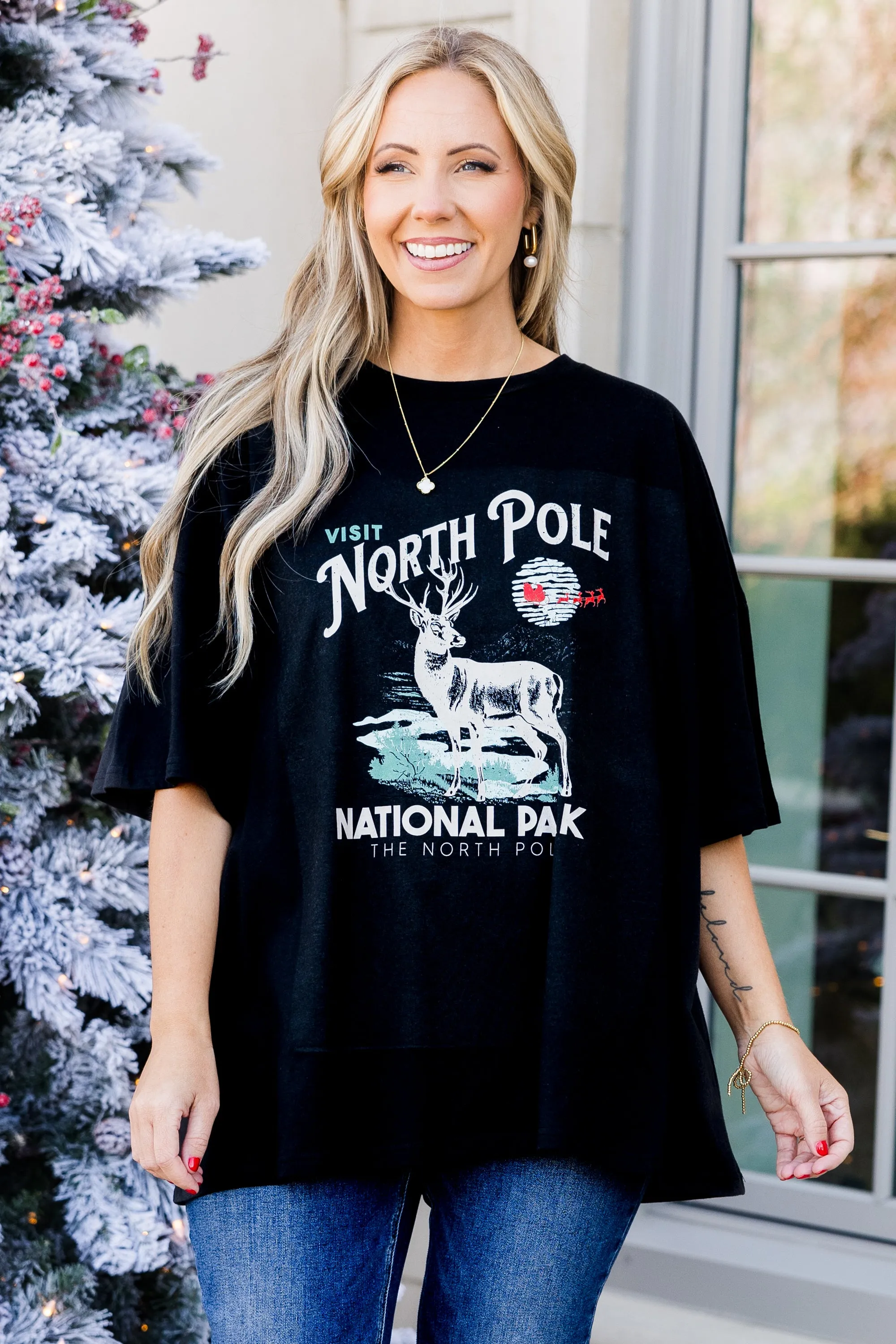 North Pole National Park Boyfriend Tee, Black