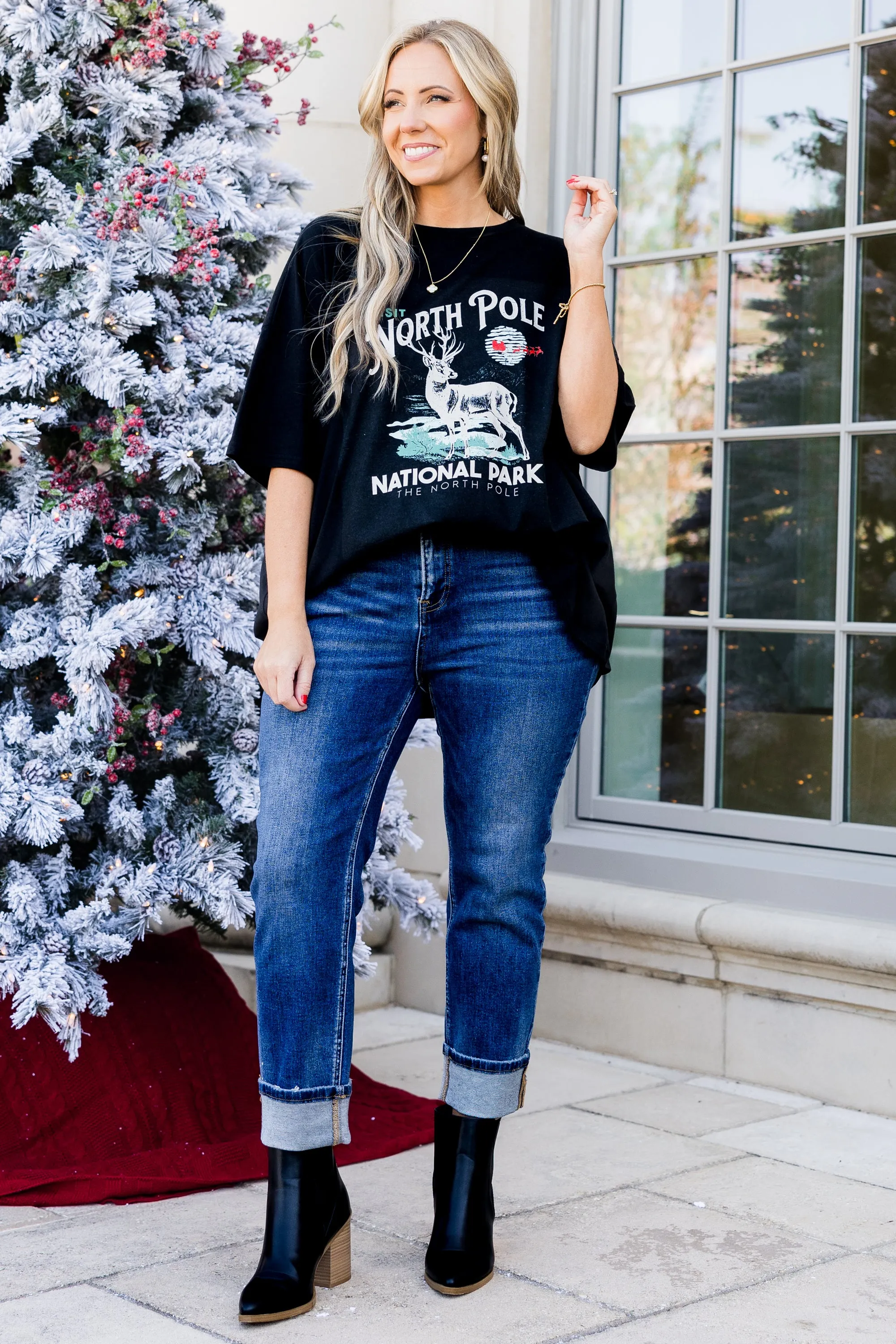 North Pole National Park Boyfriend Tee, Black