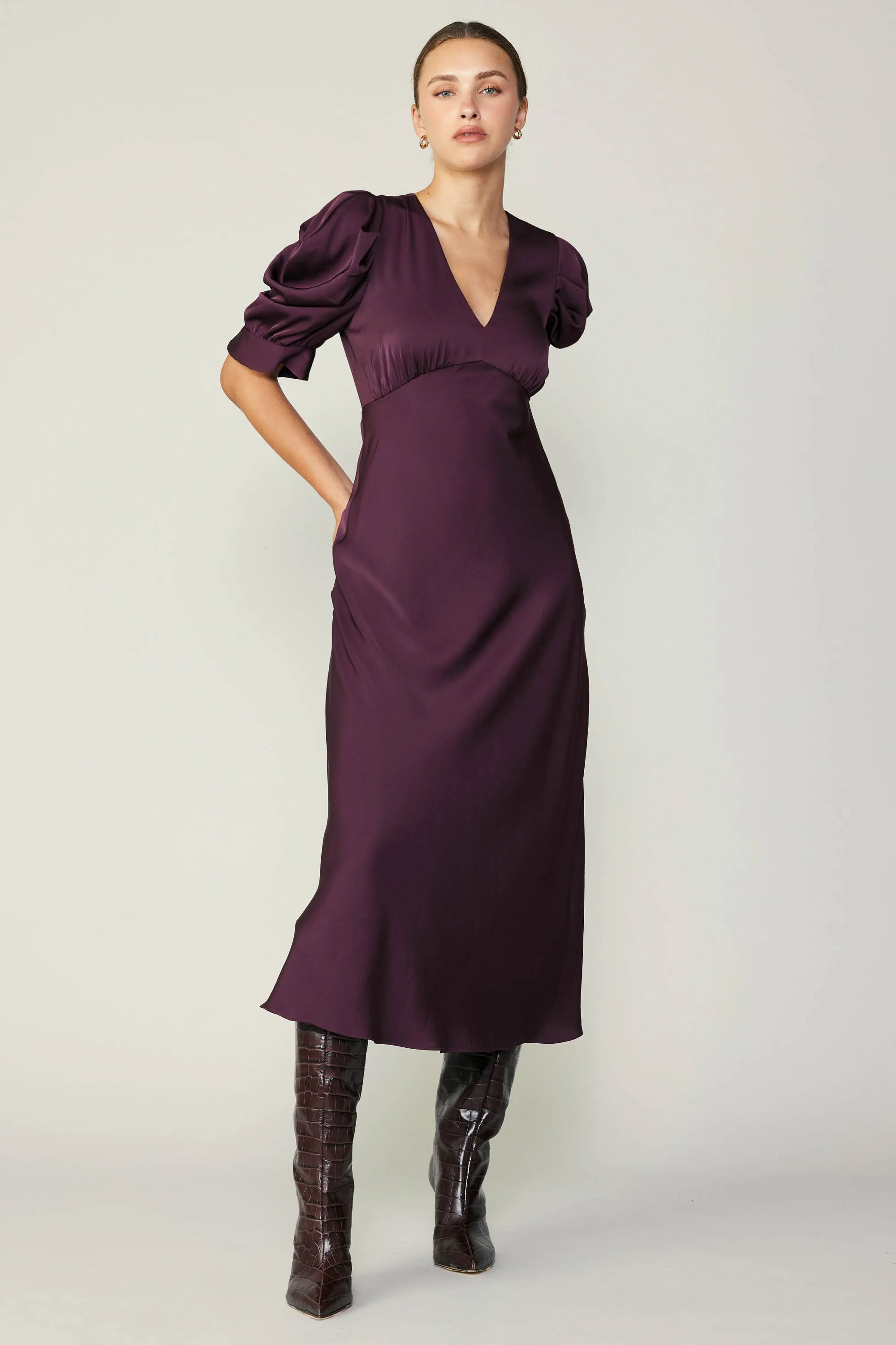 Puff Sleeve Midi Dress