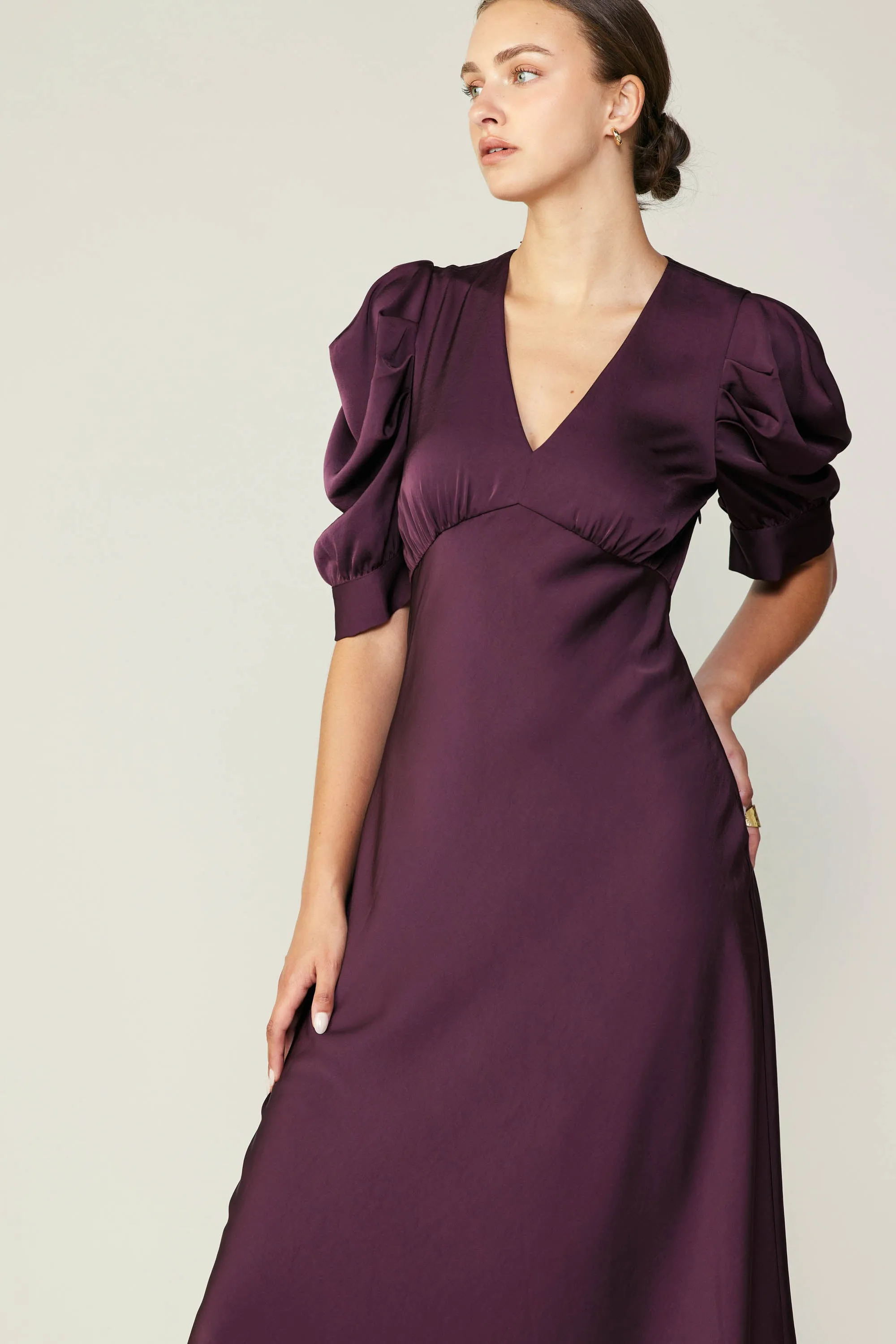 Puff Sleeve Midi Dress