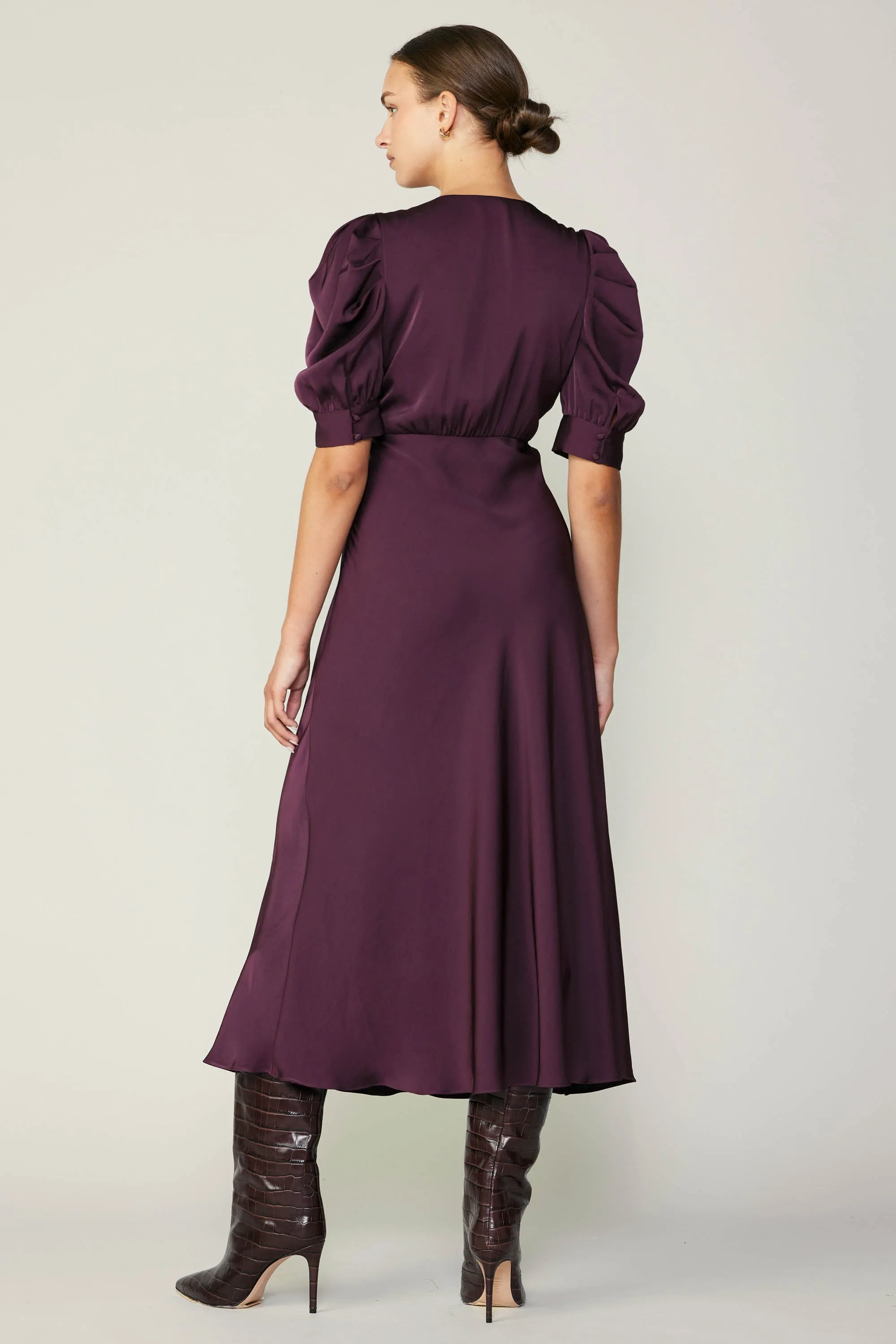 Puff Sleeve Midi Dress