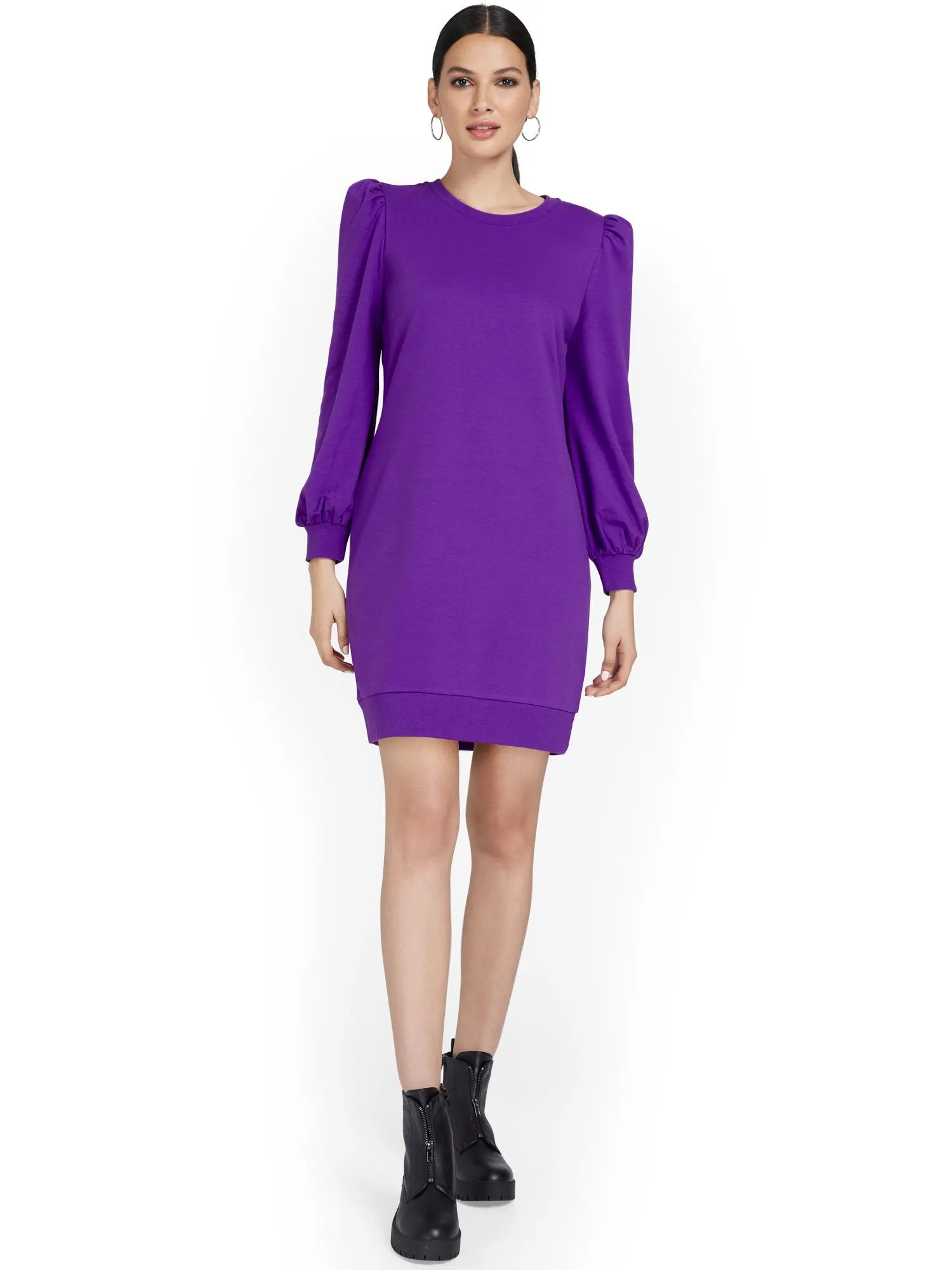 Puff-Sleeve Sweatshirt Dress