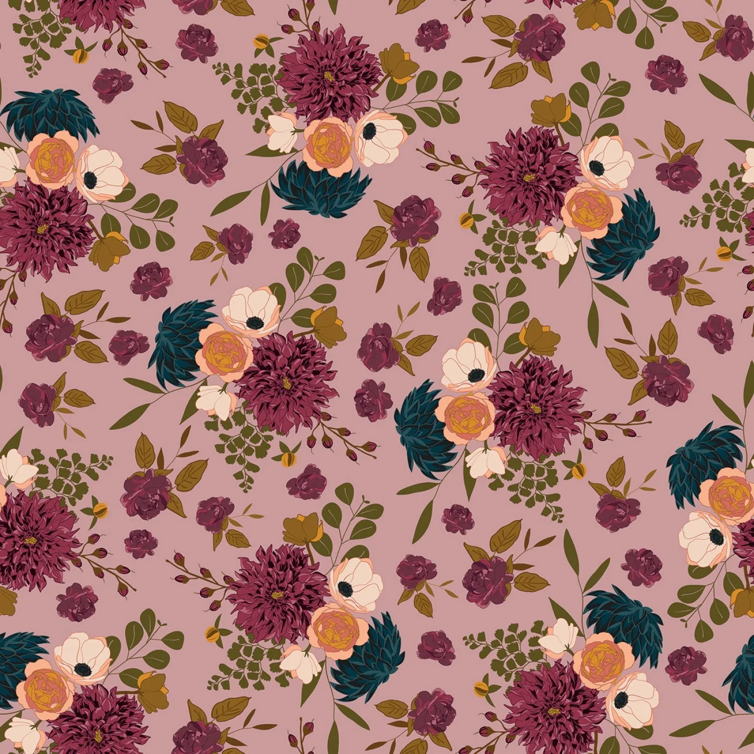 RILEY BLAKE CHALLIS RAYON Dahlia Grenadine - SALE $21.00 p/m