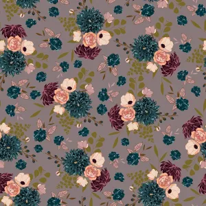 RILEY BLAKE CHALLIS RAYON Dahlia Stone - SALE $21.00 p/m