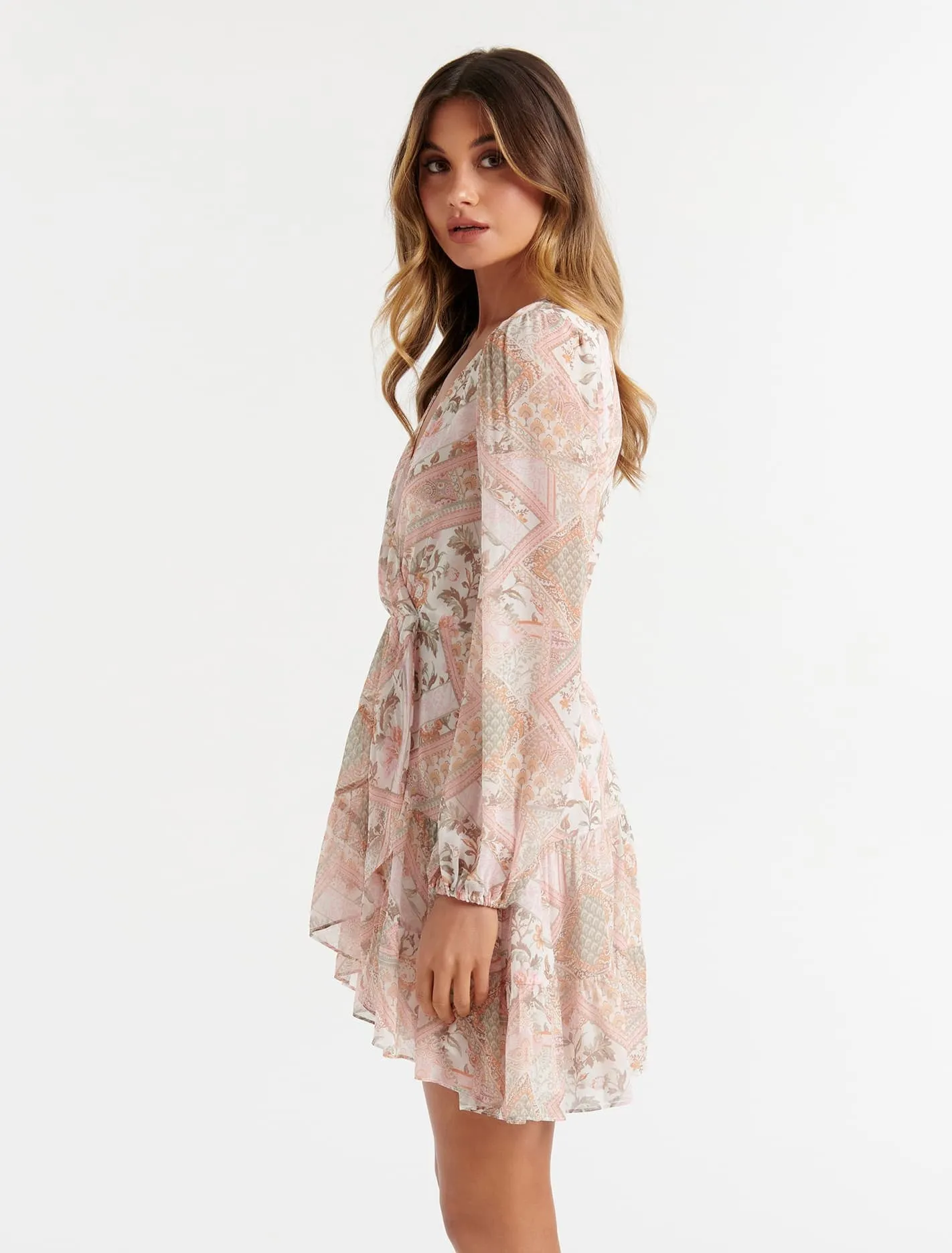 Rose Tiered Mini Skater Dress