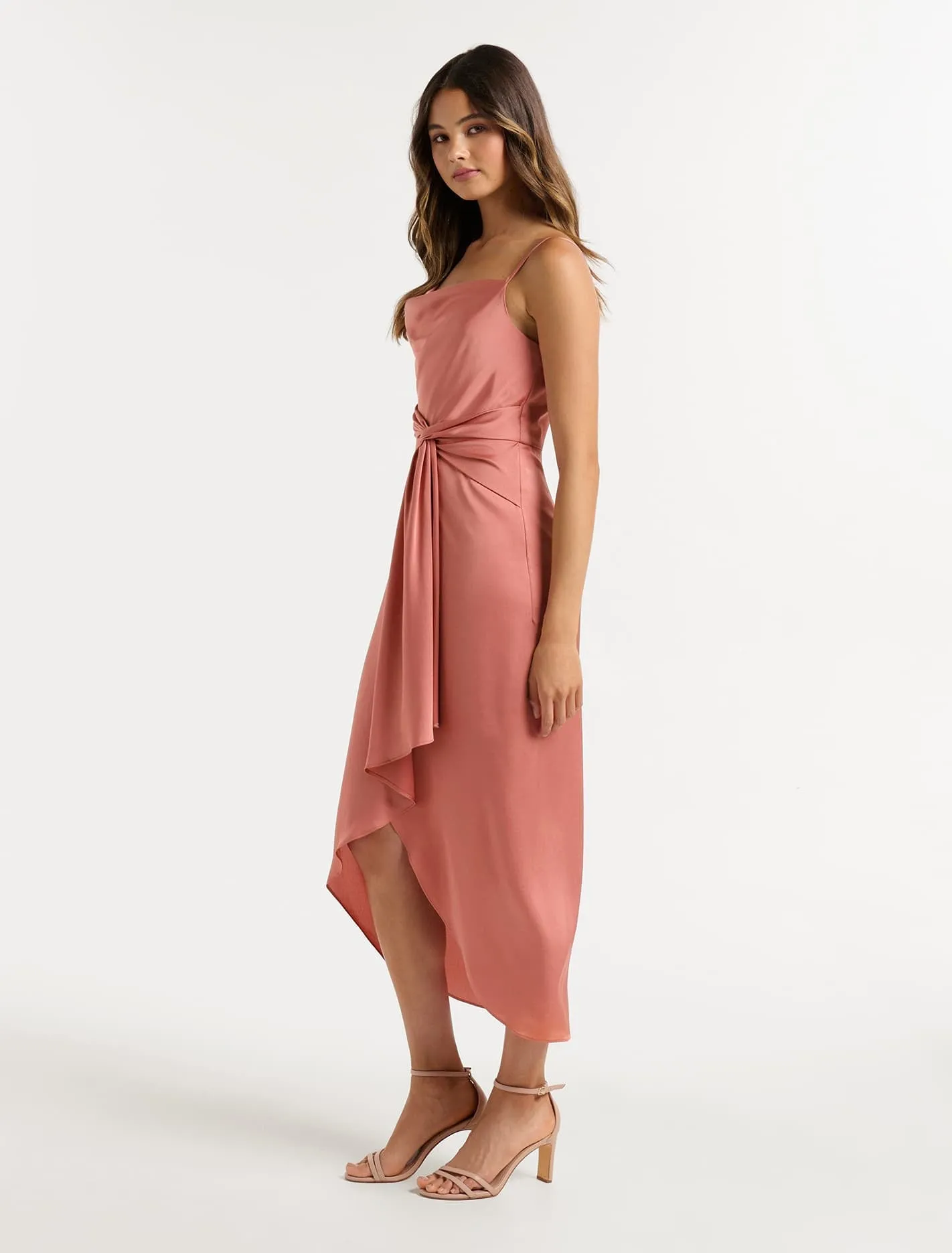 Savannah Cowl Satin Midi Dress