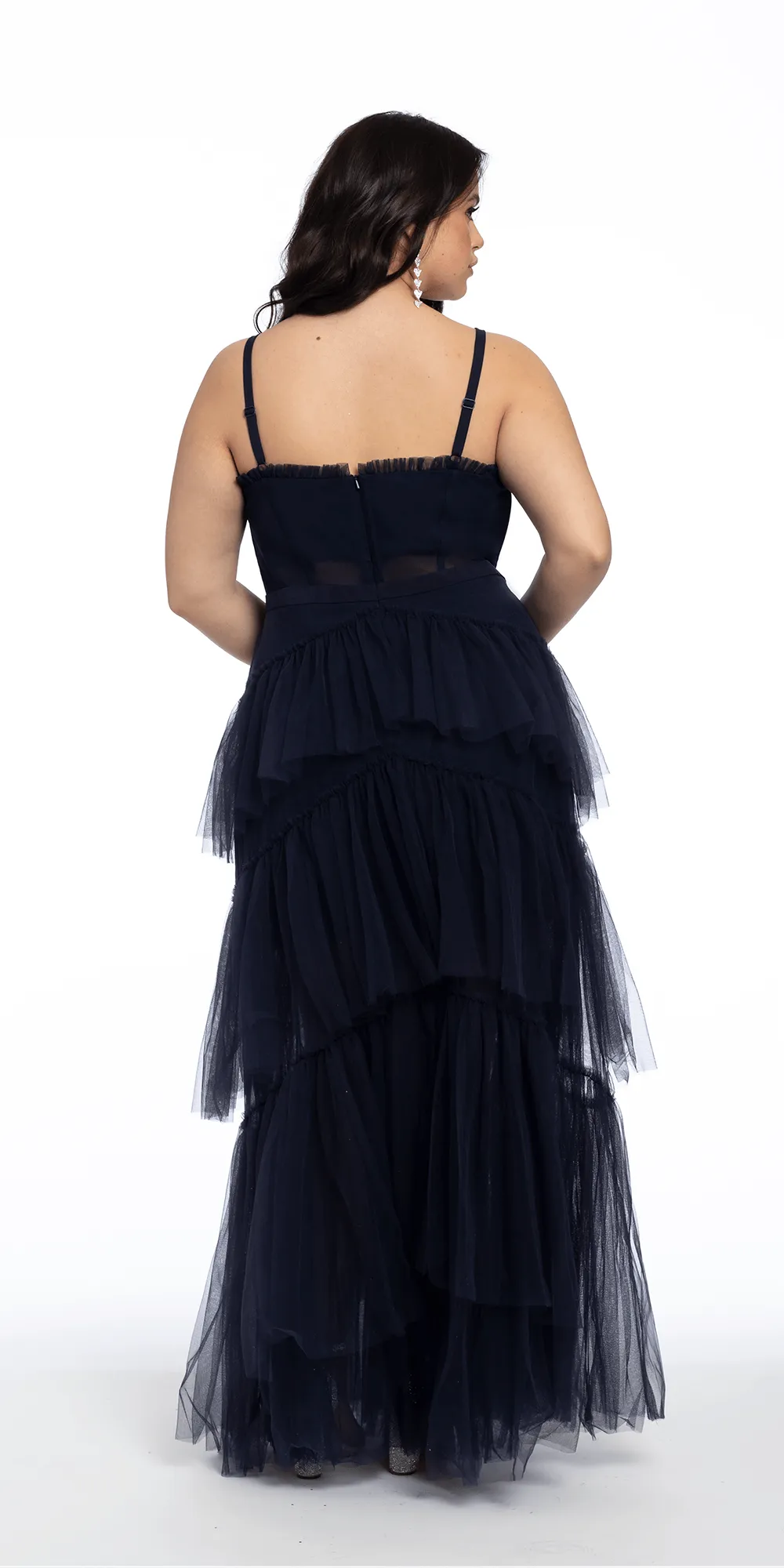 Sheer Mesh Corset Tiered A Line Dress