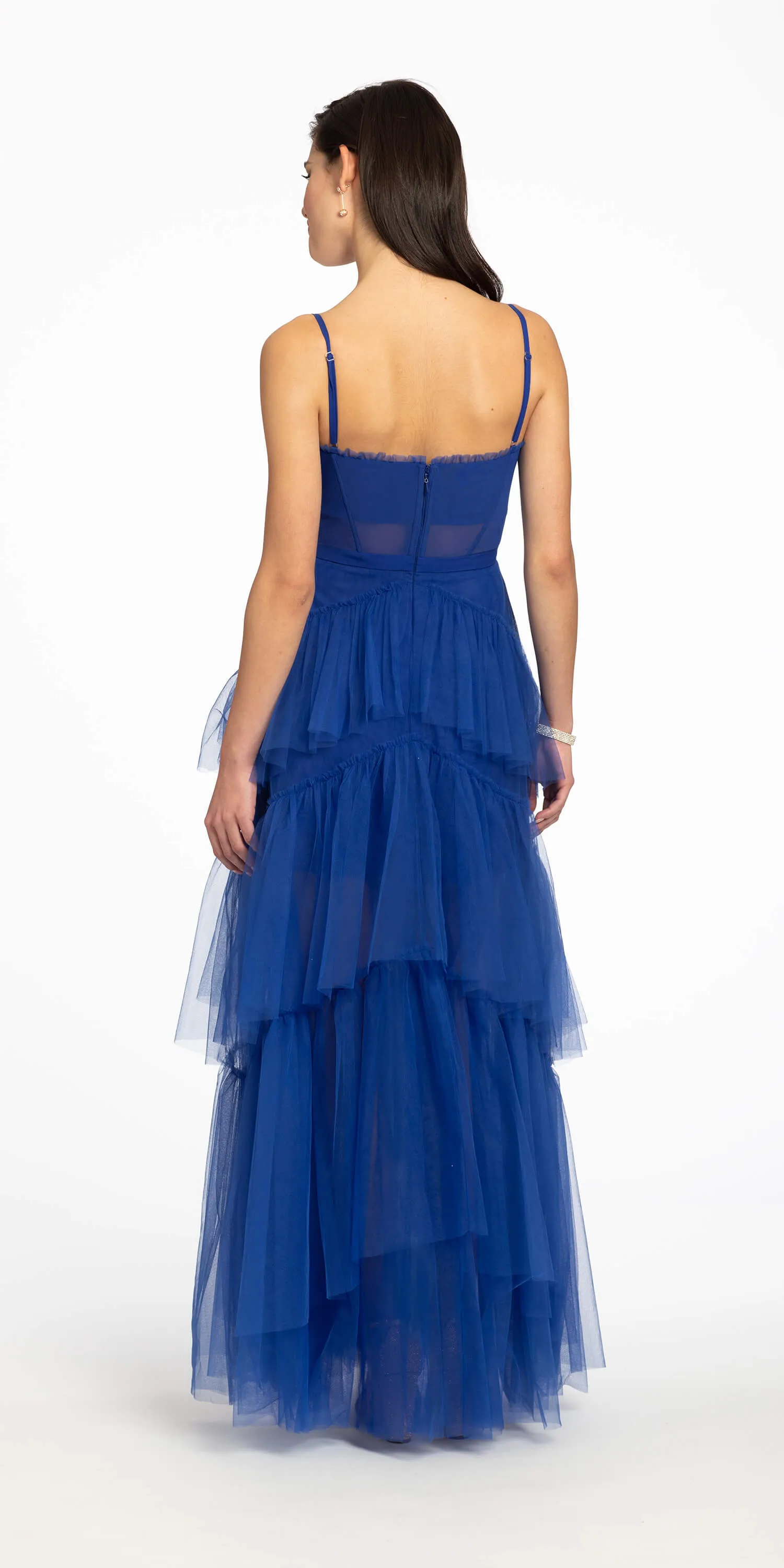 Sheer Mesh Corset Tiered A Line Dress