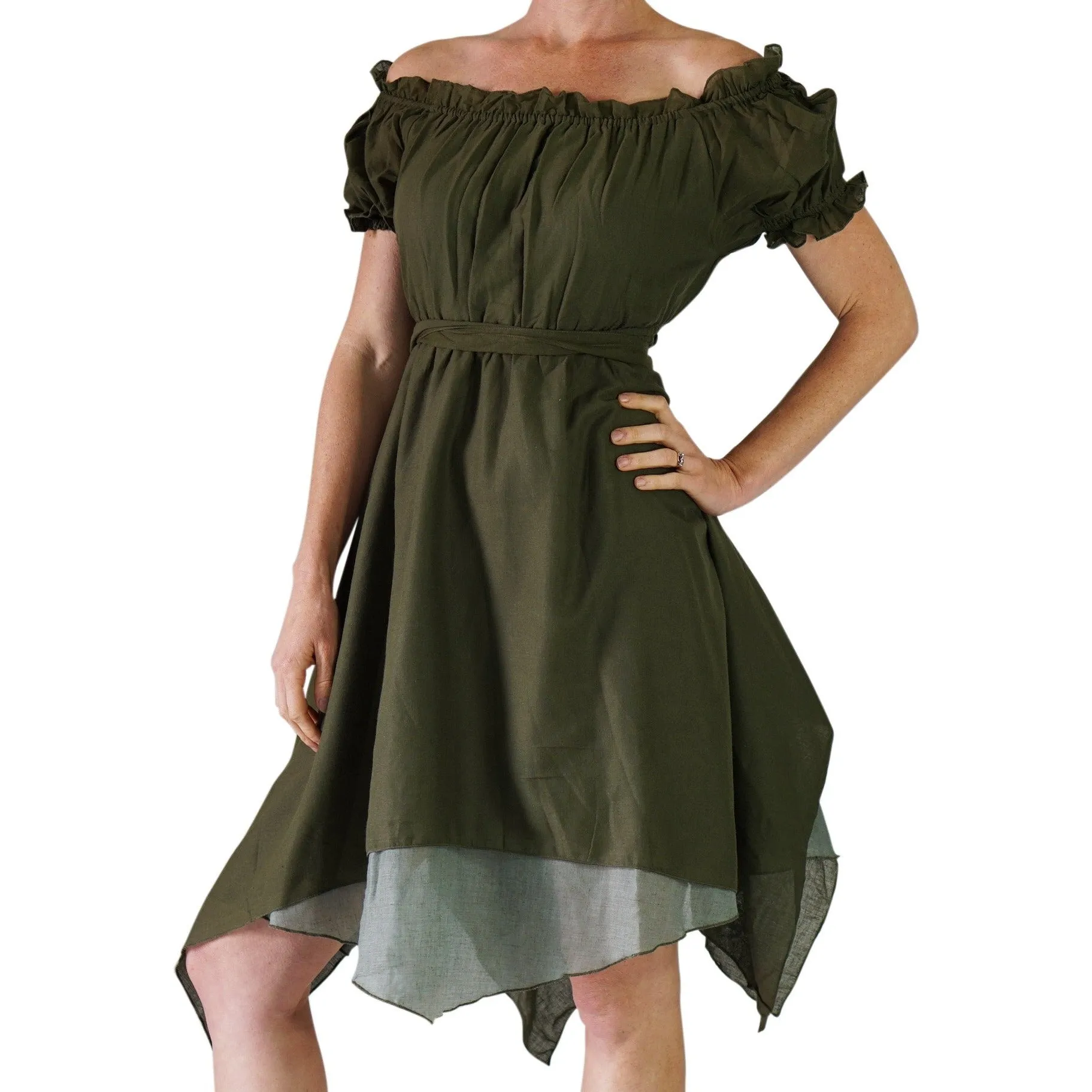 'Short Sleeve Dress' - Fern Green