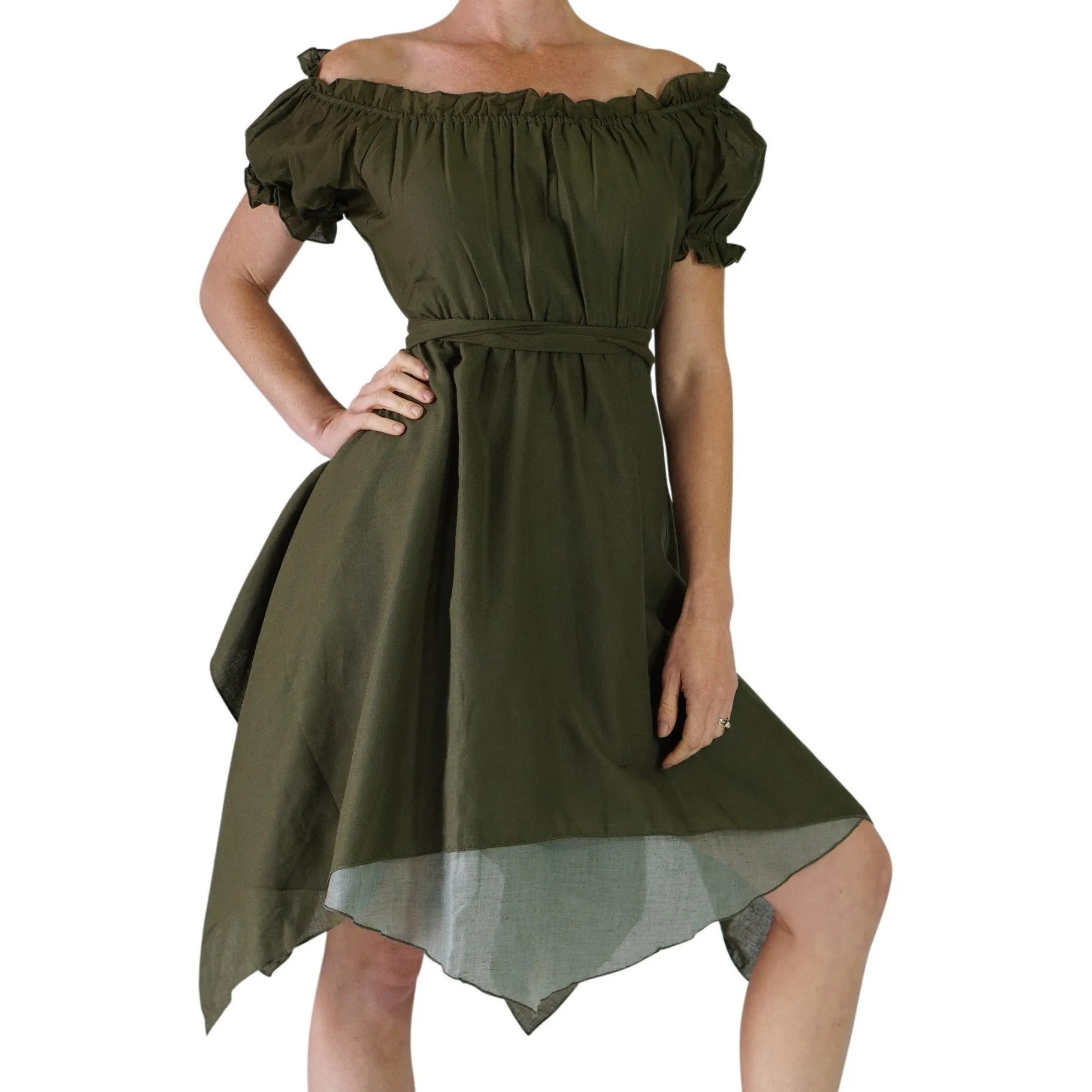 'Short Sleeve Dress' - Fern Green