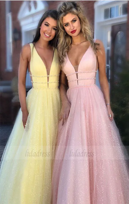 Sparkly V-Neck Prom Dresses  Long Party Gowns