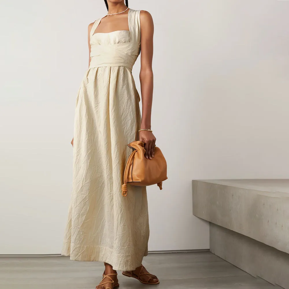 Summer cross wide loop wrap dress