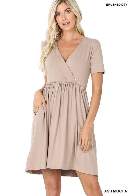 The Hillary Short Sleeve Surplice Dress | FINAL SALE