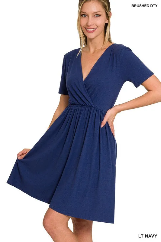 The Hillary Short Sleeve Surplice Dress | FINAL SALE