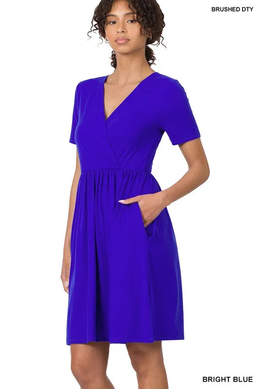 The Hillary Short Sleeve Surplice Dress | FINAL SALE