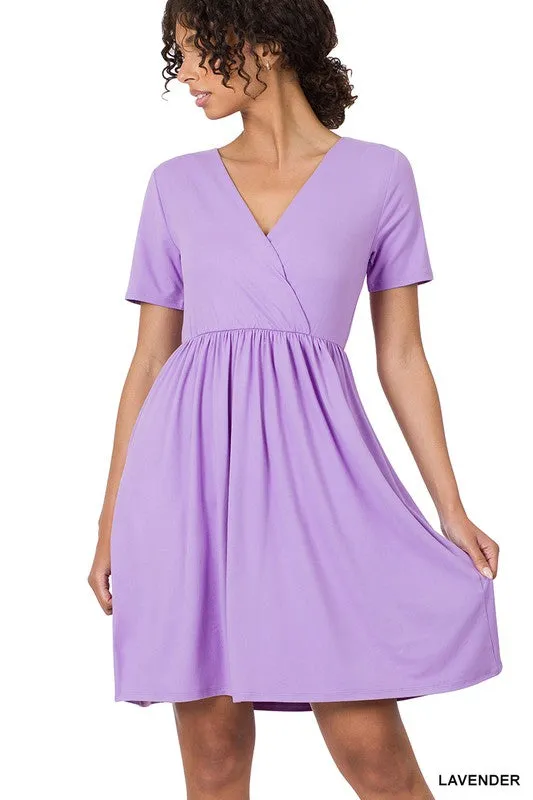 The Hillary Short Sleeve Surplice Dress | FINAL SALE