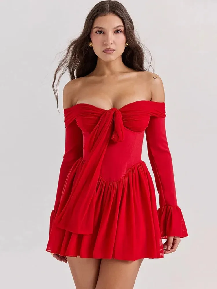 Tie Front Strapless Corset Mini Dress