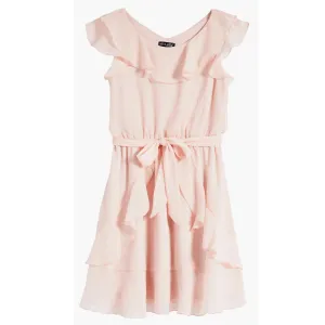 Tween Ruffle Chiffon Faux Wrap Party Dress