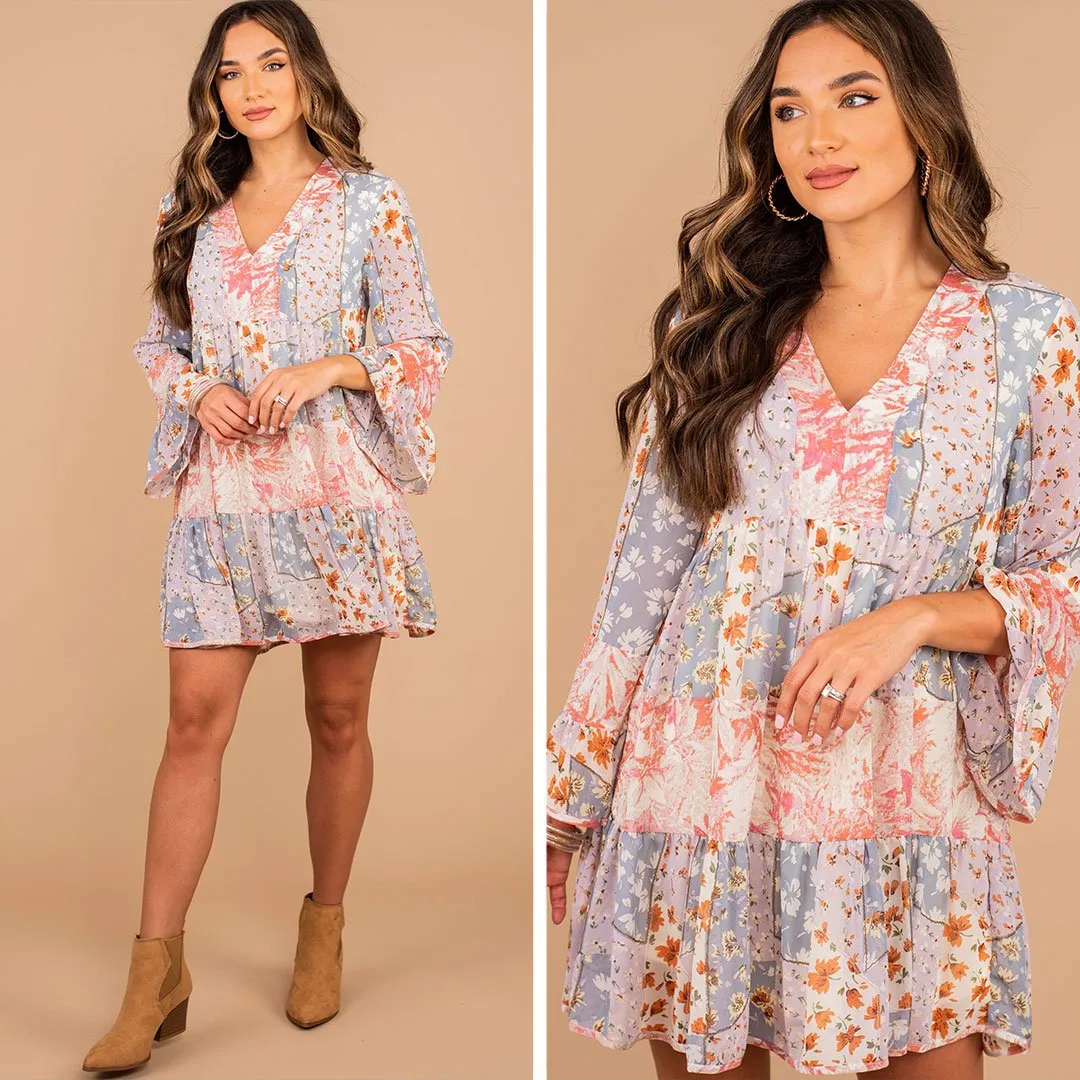 Where It All Begins Blue Floral Dress