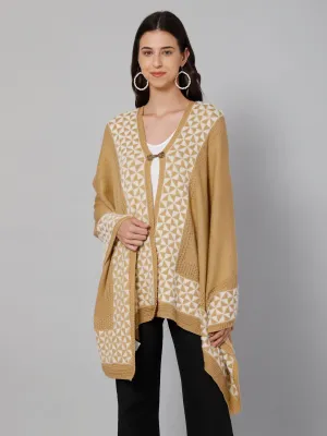 Women's Casual  Khaki Jacquard border  Stole