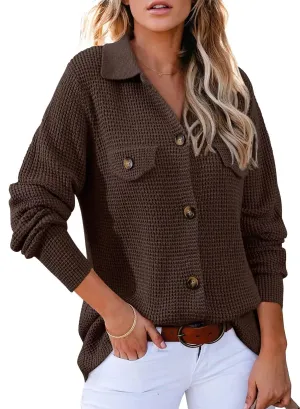 Women's Waffle Knit Shacket Jacket