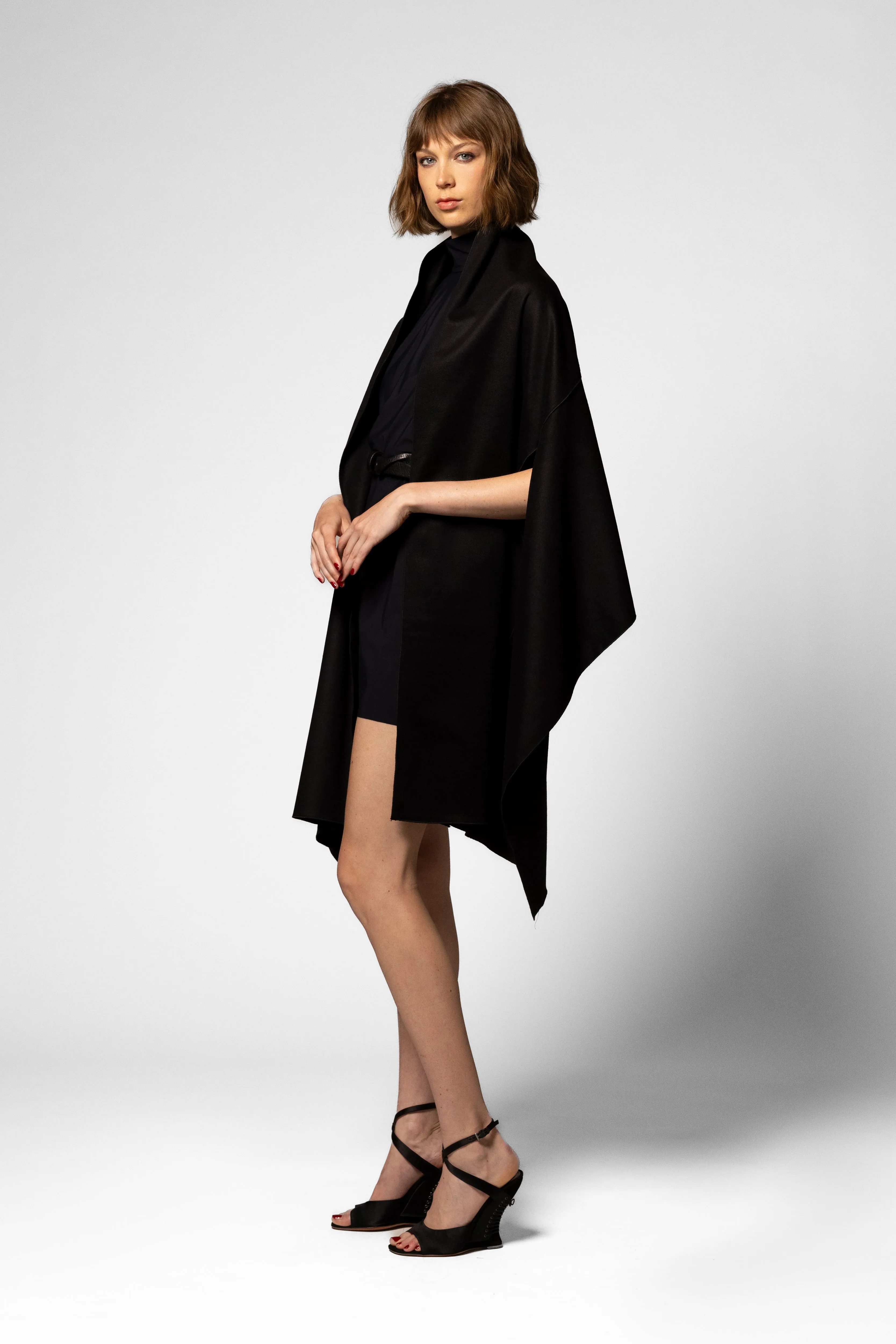 Wool/Cashmere Caress Wrap - Black